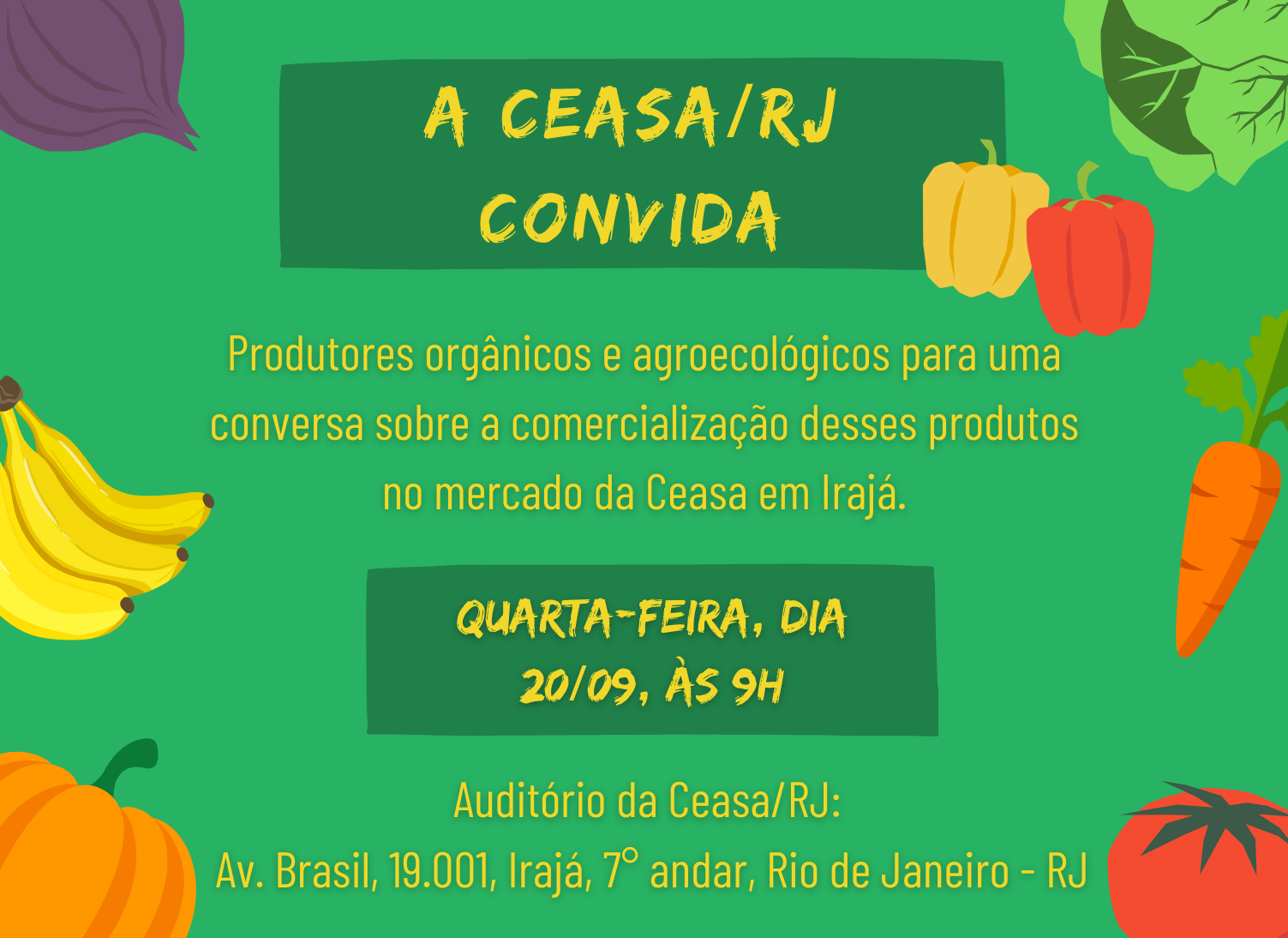 Convite reunião sobre a comercialização de produtos orgânicos e agroecológicos